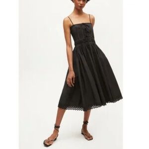 RHODE Katrina Black Spaghetti Straps Cotton Midi Dress Size 12 / 10 New